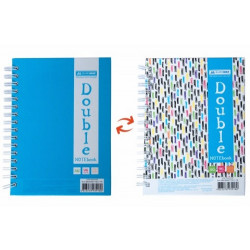 Книга записная DOUBLE, А6, 96 л., клетка, твердая ламинированная обложка, голубая/радужная (BM.24671101)