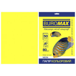 Бумага цветная офисная Buromax А4 80 г/м2 50 листов NEON желтая (BM.2721550-08)