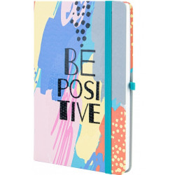 Деловая записная книжка Optima А5 BE POSITIVE твердая обложка бумага резинка белый блок линия (O20812-37)