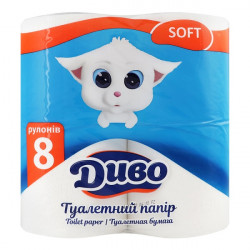 Бумага туалетная Диво Soft 8 рулонов 2-х слойная белая