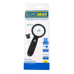 Лупа BuroMax D60 мм 3 кратное увеличение с подсветкой черная (BM.4309)