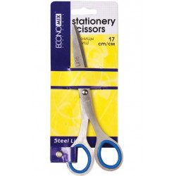 Ножницы Economix 17 см цельнометаллические ручки с резиновыми вставками (Е40423)