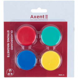 Набор магнитов Axent d 3 см 4 штуки усиленных неодимовых для стеклянных досок цветные (9825-a)