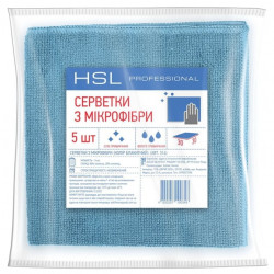 Упаковка салфеток HSL Professional из микрофибры универсальные голубые 30х30 см 5 шт