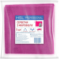 Упаковка салфеток HSL Professional из микрофибры универсальные розовые 35х35 см 5 шт