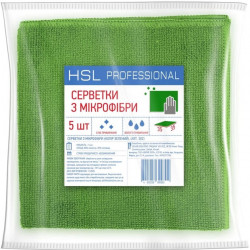 Упаковка салфеток HSL Professional из микрофибры универсальные зеленые 35х35 см 5 шт