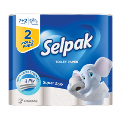 Туалетная бумага Selpak трехслойная Белая 7+2 рулонов (32362300)
