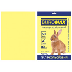 Бумага цветная офисная Buromax А4 80 г/м2 50 листов PASTEL желтая (BM.2721250-08)