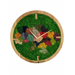 Еко-часы дерев'яні з декором з моху по індивідуальному дизайну (001)